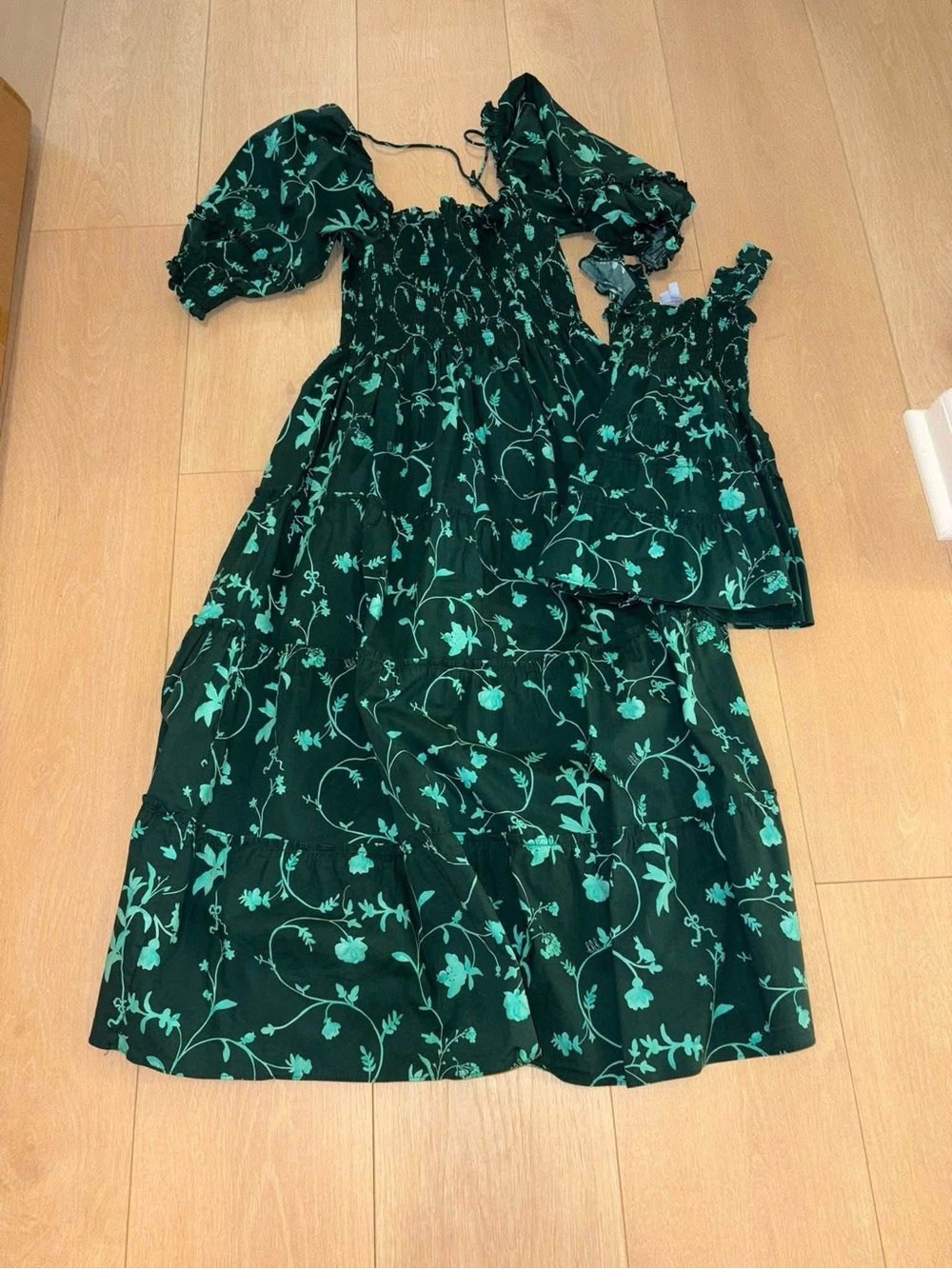 Hill House Green Floral Smocked Maxi Dress Set